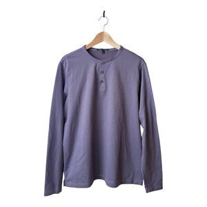 Robert Barakett Size Large Fernwood Long Sleeve Henley Shirt Imperial Purple Men